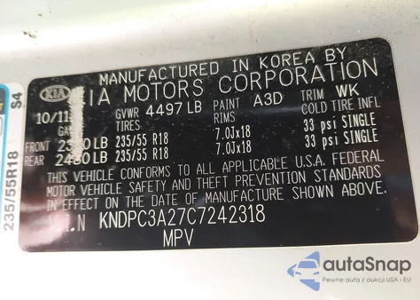 2012 Kia Sportage Ex from USA, damaged, VIN KNDPC3A27C7242318